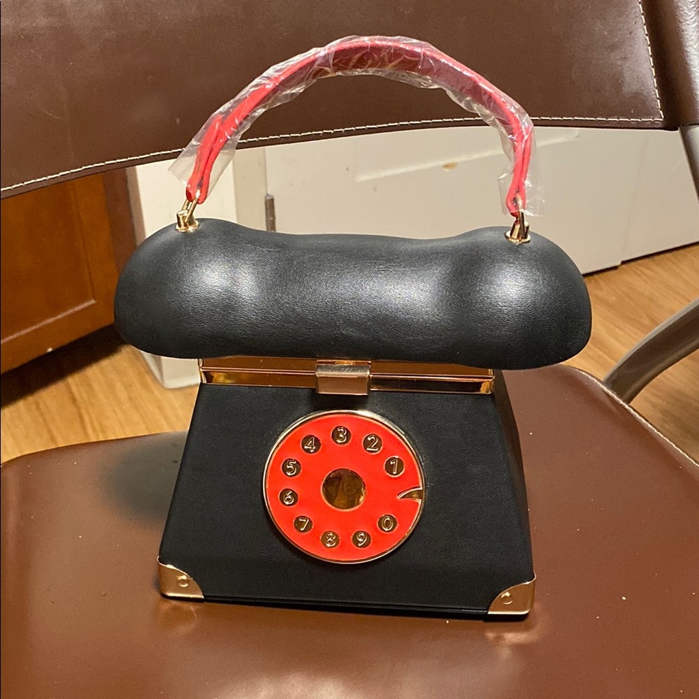 Vintage Black and Red Crossbody Bag with Unique Design